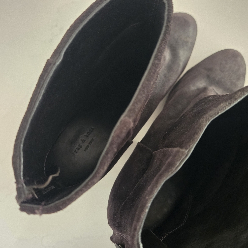 Rag & Bone Classic Newbury Heeled Ankle Boot Asphalt Black Suede Bootie Size 40 - Picture 6 of 11
